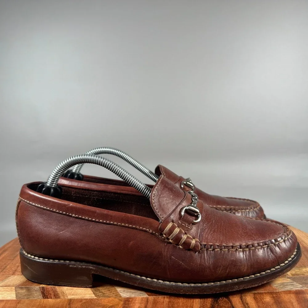 Cole Haan Women Brown Leather Bit Loafers Handsewn Moccasin Shoes 7.5 B Brazil